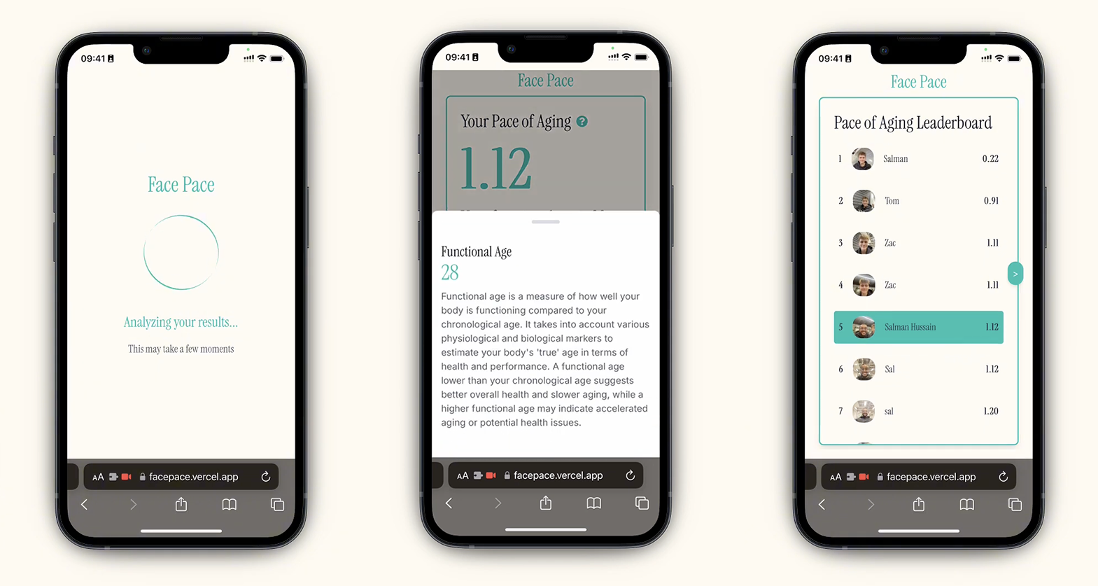 Face Pace analysis and leaderboard
